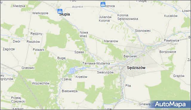 mapa Tarnawa gmina Sędziszów, Tarnawa gmina Sędziszów na mapie Targeo