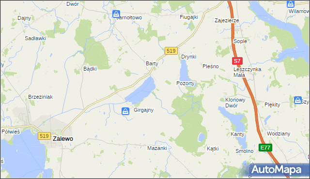 mapa Tarpno gmina Zalewo, Tarpno gmina Zalewo na mapie Targeo