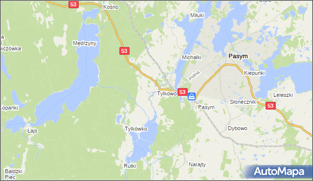 mapa Tylkowo, Tylkowo na mapie Targeo