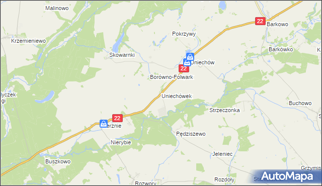 mapa Uniechówek, Uniechówek na mapie Targeo