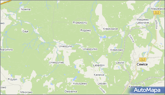 mapa Unieszynko, Unieszynko na mapie Targeo