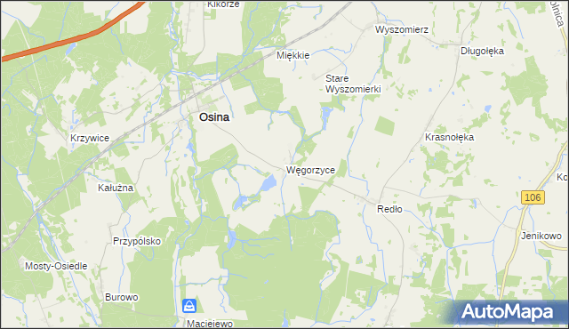 mapa Węgorzyce, Węgorzyce na mapie Targeo