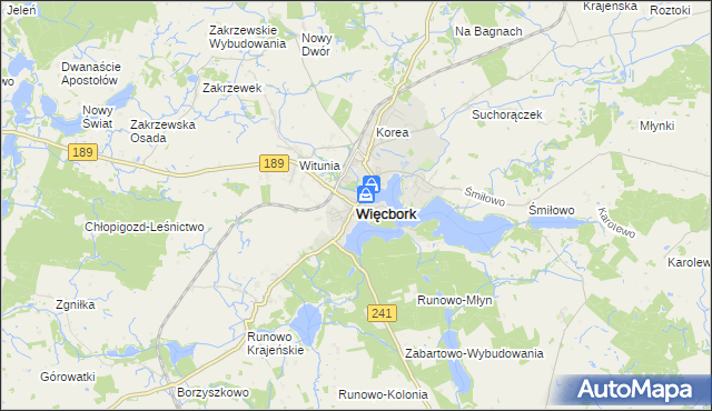 mapa Więcbork, Więcbork na mapie Targeo