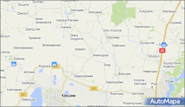 mapa Wielkopole gmina Kleczew, Wielkopole gmina Kleczew na mapie Targeo