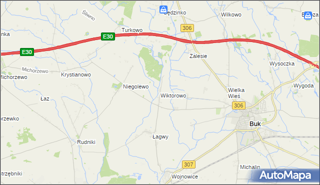 mapa Wiktorowo gmina Buk, Wiktorowo gmina Buk na mapie Targeo