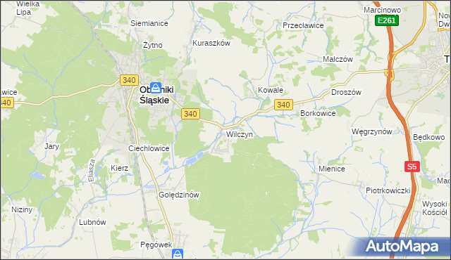 mapa Wilczyn gmina Oborniki Śląskie, Wilczyn gmina Oborniki Śląskie na mapie Targeo