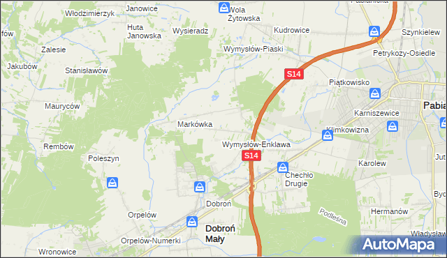 mapa Wincentów gmina Dobroń, Wincentów gmina Dobroń na mapie Targeo