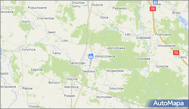 mapa Włoszczowice, Włoszczowice na mapie Targeo