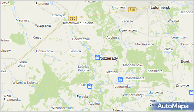 mapa Wodzierady, Wodzierady na mapie Targeo