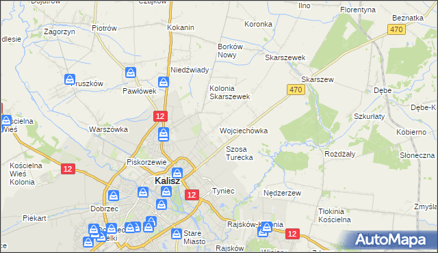 mapa Wojciechówka gmina Żelazków, Wojciechówka gmina Żelazków na mapie Targeo