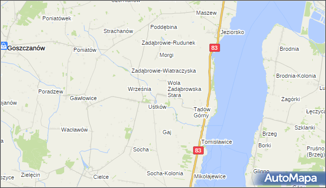 mapa Wola Zadąbrowska, Wola Zadąbrowska na mapie Targeo