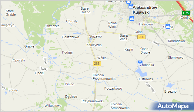 mapa Wólka gmina Aleksandrów Kujawski, Wólka gmina Aleksandrów Kujawski na mapie Targeo