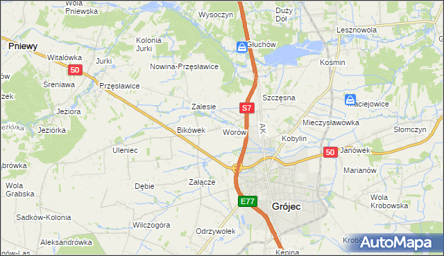 mapa Worów, Worów na mapie Targeo