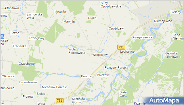 mapa Wrociszew, Wrociszew na mapie Targeo