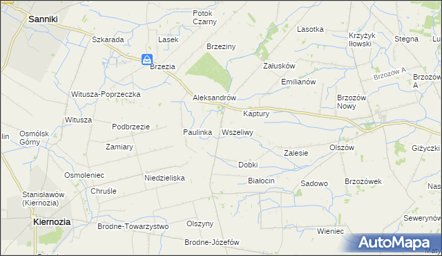 mapa Wszeliwy, Wszeliwy na mapie Targeo