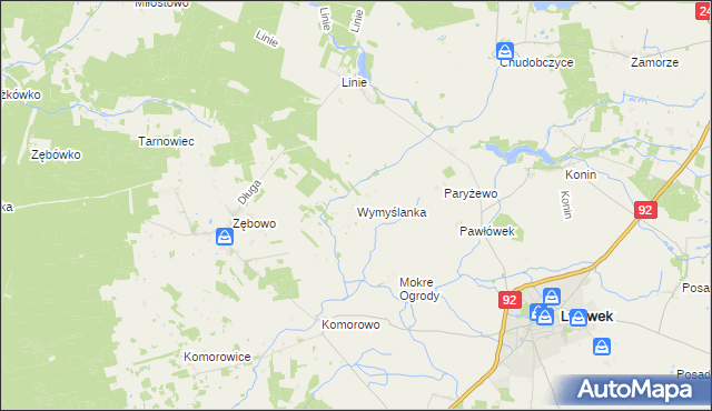 mapa Wymyślanka gmina Lwówek, Wymyślanka gmina Lwówek na mapie Targeo