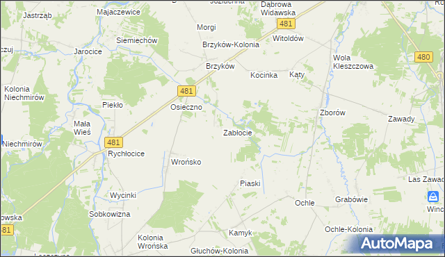 mapa Zabłocie gmina Widawa, Zabłocie gmina Widawa na mapie Targeo