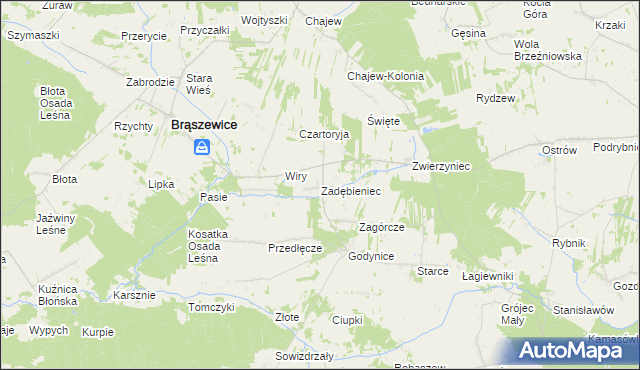 mapa Zadębieniec, Zadębieniec na mapie Targeo