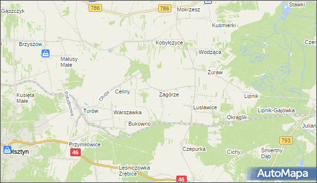 mapa Zagórze gmina Janów, Zagórze gmina Janów na mapie Targeo