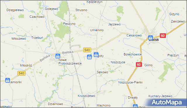 mapa Zągoty, Zągoty na mapie Targeo