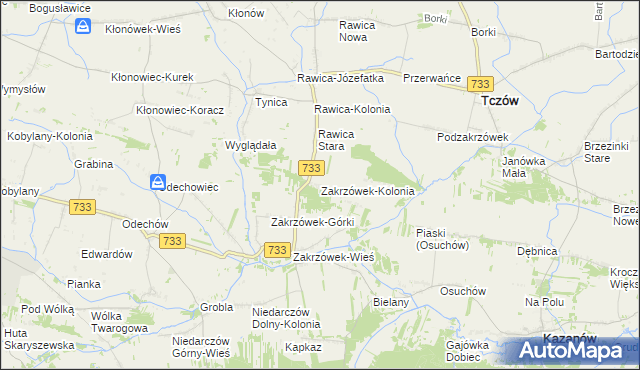 mapa Zakrzówek-Kolonia, Zakrzówek-Kolonia na mapie Targeo