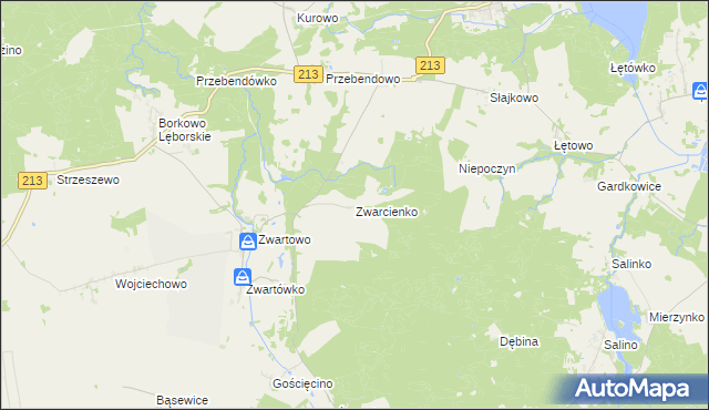 mapa Zwarcienko, Zwarcienko na mapie Targeo