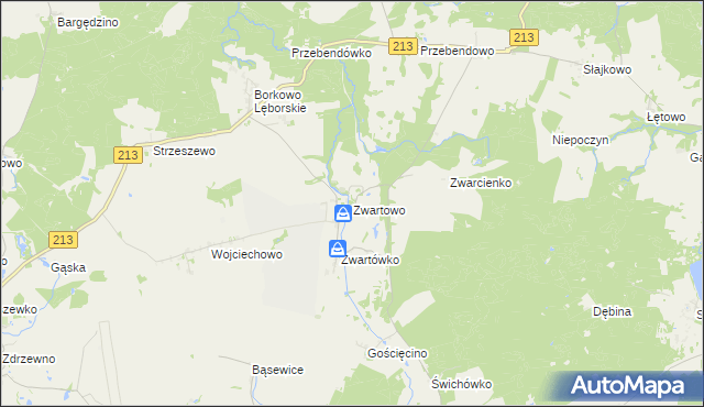 mapa Zwartowo gmina Choczewo, Zwartowo gmina Choczewo na mapie Targeo