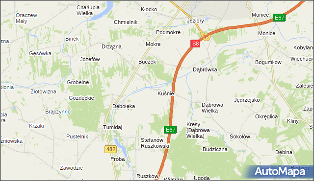 mapa Kuśnie, Kuśnie na mapie Targeo