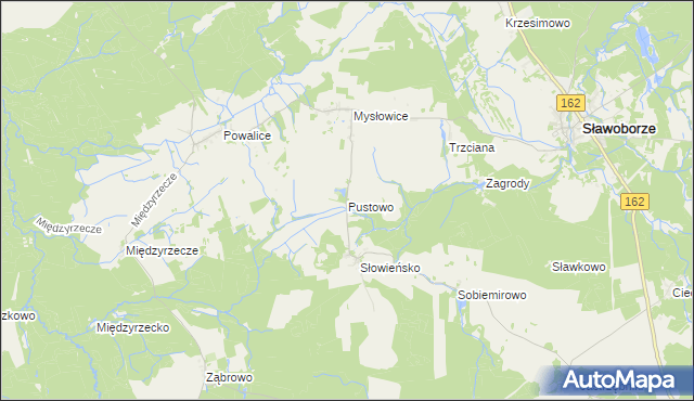 mapa Pustowo gmina Sławoborze, Pustowo gmina Sławoborze na mapie Targeo