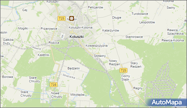 mapa Słotwiny gmina Koluszki, Słotwiny gmina Koluszki na mapie Targeo