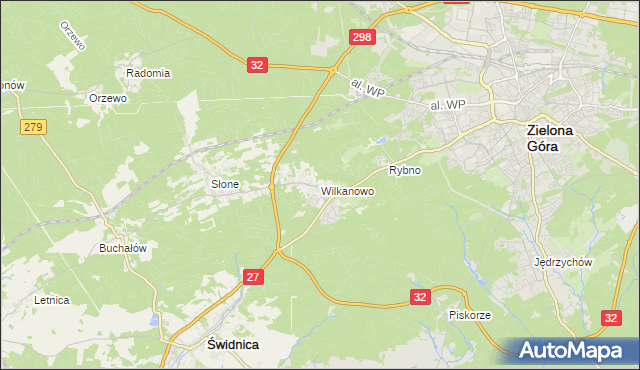 mapa Wilkanowo gmina Świdnica, Wilkanowo gmina Świdnica na mapie Targeo