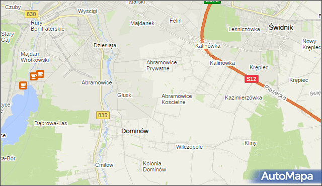 mapa Abramowice Kościelne, Abramowice Kościelne na mapie Targeo