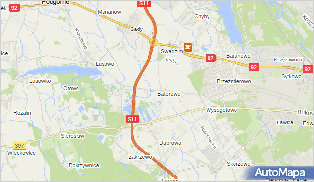 mapa Batorowo gmina Tarnowo Podgórne, Batorowo gmina Tarnowo Podgórne na mapie Targeo