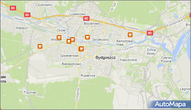 mapa Bydgoszczy, Bydgoszcz na mapie Targeo