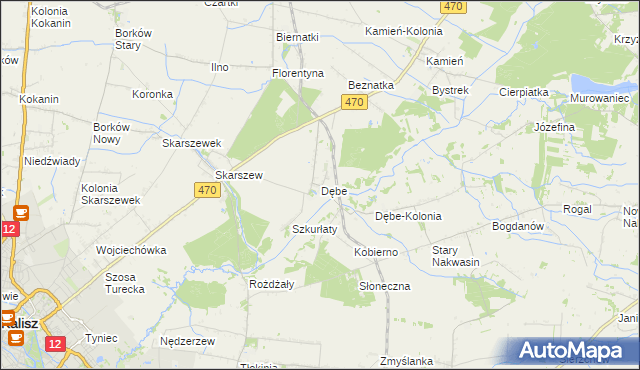 mapa Dębe gmina Żelazków, Dębe gmina Żelazków na mapie Targeo