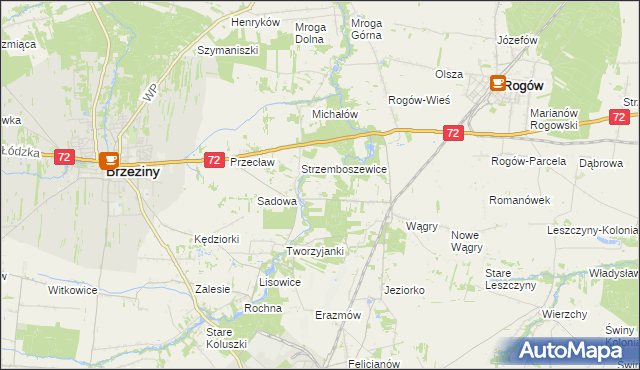mapa Helenówka gmina Brzeziny, Helenówka gmina Brzeziny na mapie Targeo