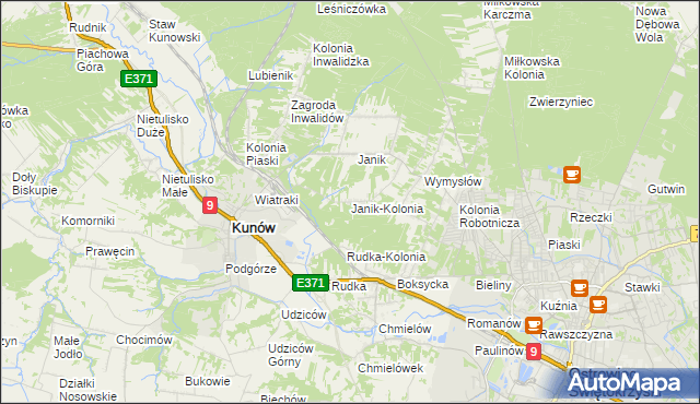 mapa Janik-Kolonia, Janik-Kolonia na mapie Targeo