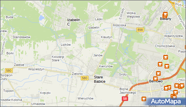 mapa Janów gmina Stare Babice, Janów gmina Stare Babice na mapie Targeo