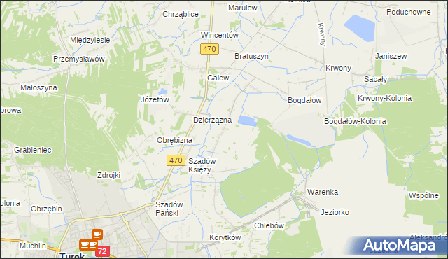 mapa Kalinowa gmina Turek, Kalinowa gmina Turek na mapie Targeo