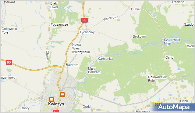 mapa Kamionka gmina Kwidzyn, Kamionka gmina Kwidzyn na mapie Targeo