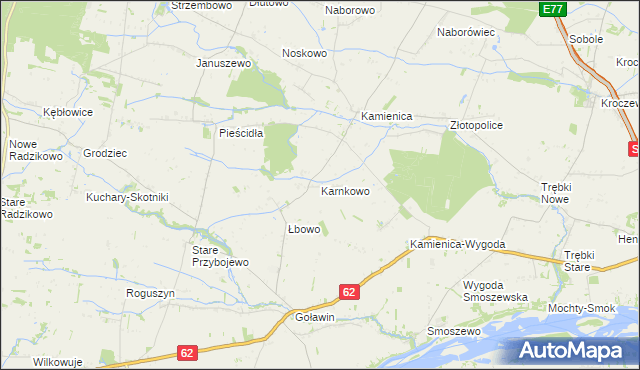 mapa Karnkowo gmina Czerwińsk nad Wisłą, Karnkowo gmina Czerwińsk nad Wisłą na mapie Targeo