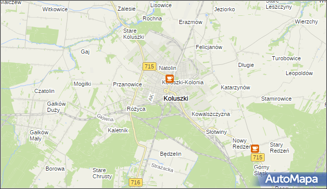 mapa Koluszki, Koluszki na mapie Targeo