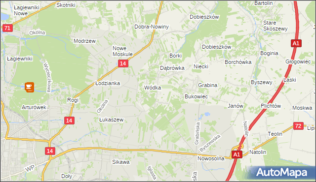 mapa Kopanka gmina Nowosolna, Kopanka gmina Nowosolna na mapie Targeo