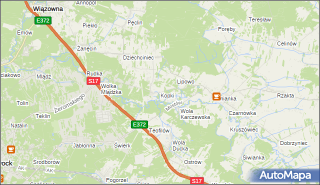 mapa Kopki gmina Wiązowna, Kopki gmina Wiązowna na mapie Targeo