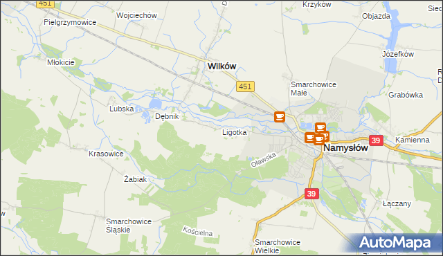 mapa Ligotka gmina Namysłów, Ligotka gmina Namysłów na mapie Targeo