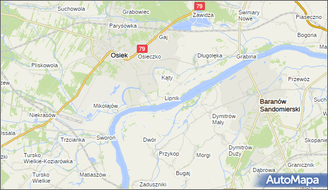 mapa Lipnik gmina Osiek, Lipnik gmina Osiek na mapie Targeo