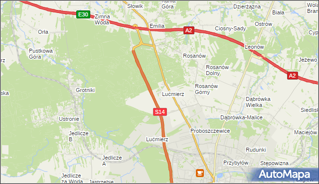 mapa Lućmierz-Ośrodek, Lućmierz-Ośrodek na mapie Targeo