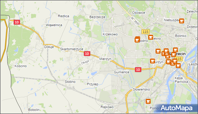 mapa Mierzyn gmina Dobra (Szczecińska), Mierzyn gmina Dobra (Szczecińska) na mapie Targeo