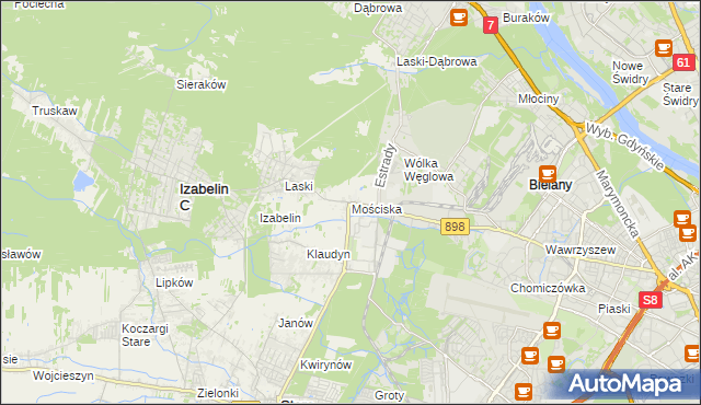 mapa Mościska gmina Izabelin, Mościska gmina Izabelin na mapie Targeo