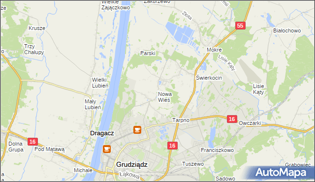 mapa Nowa Wieś gmina Grudziądz, Nowa Wieś gmina Grudziądz na mapie Targeo
